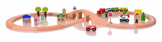 Gamez Galore Traditional Wooden First Train Set Compatible with Brio and BigJigs