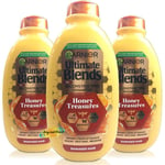 3x Garnier Ultimate Blends Honey Treasures Reconstructing Shampoo 400ml