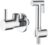 M22007R Douche WC avec Robinet d'Arret,Flexible,Support,Douchette,Chromé,Argent.[T384]