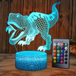 Dinosaurie 3D Illusionslampa för Pojkar Dinosaurie Lampa 16 Färger med Fjärrkontroll Smart Touch Nattlampa Bästa Present