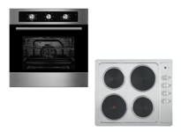 Cookology 60cm Built-in Electric Fan Oven & Stainless Steel Solid Plate Hob Pack