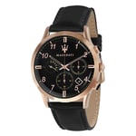 Montre MASERATI Homme Souvenir Chronographe Cuir Noir / or Rose R8871625004