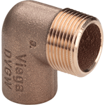 10 stk Messing lodde albue muffe/nippel, 22 mm x 1/2" - 90°