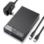 RSHTECH Boitier Disque Dur Externe USB 3.0 pour 2.5" 3.5" SATA HDD SSD Prend en Charge jusqu'à 6 Gbit/s, Disque Dur 16 to et UASP, livré avec 24W(12V/2A) Alimentation et Câble USB 3.0, Noir (RSH-319)