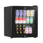 Mini Drinks Cooler Fridge with LED Light, 50L - Black