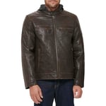 Levi's Men's Faux Leather Racer Jacket, Deep Brown Modern Hooded, XXL