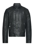 Superdry Leather Racer Jacket Svart