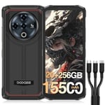 DOOGEE Fire 6 Power Telephone Portable Incassable 15500mAh/33W, Smartphone Incassable 256GB ROM Android 14, Caméra de 50 MP, 6,6 Pouces Ecran IPS HD+ 90Hz, Fonction Flashlight, Support NFC