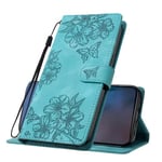 IMEIKONST Coque Compatible avec Huawei P30 Lite, Flip Housse Embossed Cuir Porte-Cartes de Crédit Portefeuille Magnétique Stand Étui à Rabat Coque pour Huawei P30 Lite. Fleurs Vert XYY