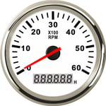 (WS 6000 rpm) 8000 rpm Kierroslukumittari Vene-auto Vene Kierroslukumittari LCD-tuntimittarilla Auton kierroslukumittari punaisella taustavalolla 12V venetarvikkeet meri