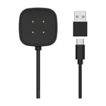 Triacle USB latausjohto + USB-C - USB-A -sovitin, Fitbit Versa 3/4 ja Sense 1/2