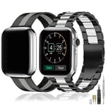 baklon Compatible avec Bracelet Apple Watch 42/44/45/49mm en Acier Inoxydable Metal pour Bracelet iWatch Series Ultra2/Ultra/SE2/SE/9 8 7 6 5 4 3 2 1 Argent dégradé