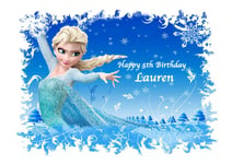 FROZEN DISNEY ELSA PRINCESS CAKE TOPPER PARTY PERSONALISED  RICE/WAFER PAPER kk1