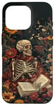 Coque pour iPhone 16 Pro The Reader Tarot Card Squelette Lecture Book Rat de bibliothèque