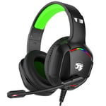 IMYB Gaming Headset with Microphone for Pc, Xbox One Series X/s, Ps4, Ps5, Switch, Stereo Wired Noise Cancelling Over-Ear Headphones with Mic, RGB, for Computer, Laptop, Mac, Nintendo, Gamer (Green)