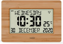 Radio Controlled Large LCD Wall Clock for DEMENTIA & ALZHEIMER SUFFERERS