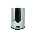 MSV, Poubelle à pédale en Inox, Pédale pour pied, pour Petits Espaces, Couvercle à Fermeture en Douceur, avec Seau Intérieur, Ronde, 20 Litres, Miroir