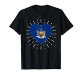 New York State Flag Vintage Heart - Proud New Yorker Retro T-Shirt