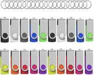 Cle USB 4 Go Lot de 20 Clés USB 2.0 Flash Drive Stockage Rotation Disque Mémoire Stick Clé USB Lot 4Go Stockage Données avec Lumière LED,10 Couleurs