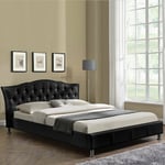 Lit Capitonné Milano Design Confort Et Style Pour Votre Chambre - Noir - 140x190, Polyuréthane, Style Baroque, 207 x 174 x 94 cm - Noir - Meubler