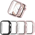 4 Pièces Coque + Protection Écran Pour Apple Watch Se/Apple Watch Series 6/5/4 40mm,Étui De Protection Complète,Film En Verre Trempé Intégré Haute Sensibilité,Noir/Clair/Rose/Or Rose.[I564]