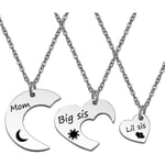 Selopu Mor Dotter Halsband Mamma Syster Smycken 3 st Mamma Big Sis Lil Sis Hänge Halsband,vuxen,hona