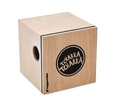 VOLT KazooJon Cube Mini Cajon Bongo Kazoo wood percussion instrument (12 x 12 x 12 cm, birch/pine, patented playing surfaces, with damping element), brown/green