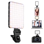 K&F Concept 84 LED Selfie Light Portable Video Light with Clip & Camera Tripod Adapter CRI 95+, Rechargeable 2000mAh 3 Light Modes for Phone Laptop TikTok Makeup