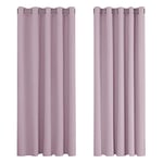 Deconovo Super Soft Thermal Insulated Blackout Curtains Eyelet Curtains Bedroom 66 x 72 Inch Pink Lavender 2 Panels