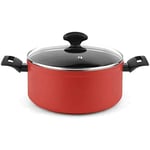 Fagor Maxima Casserole à induction 20 cm, couvercle en verre, aluminium forgé, épaisseur 4 mm, anti-adhésif écologique XYLAN PLUS sans PFOA, convient à toutes les cuisines, vitrocéramique, gaz,