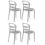 Lot de 4 chaises design DEJAVU en polycarbonate transparent et blanc