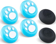 Lot De 6 Poignées De Pouce Analogiques Pour Manette De Jeu Ps5, Ps4, Xbox Series X/S, Xbox One, Switch Pro, Motif Patte De Chat Bleu Et Blanc