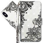 MRSTER iPhone XS Max Étui à Rabat 3D Désign Portefeuille Housse [Magnétique] [Fonction Stand] [Porte Carte] PU Cuir Protection Coque pour Apple iPhone XS Max 2018. YX 3D - Lace Flower