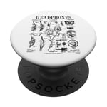 Casque audio vintage breveté DJ Gamer Podcaster Musique PopSockets PopGrip Adhésif