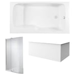 Baignoire bain douche JACOB DELAFON Malice antidérapante + tablier angle + pare bain 170 x 90, droite