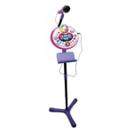 VTech - Kidi SuperStar LightShow Rose, Micro sur Pied 8 en 1, Microphone Karaoké Enfant avec Boule Disco, Apprentissage du Chant et Jeux, Cadeau Enfant Dès 5 Ans - Contenu en Français