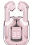 Nouveau Mini casque Bluetooth sans fil transparent Affichage numérique ENC réduction du bruit True Wireless Sports Music multicolore surp-rose