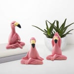 3st Mini Yoga Flamingo Statyer Utomhus Trädgårdsdekorationer - Rosa Flamingo Statyer