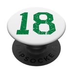 Numéro vintage #18 Numéro universitaire vert sport PopSockets PopGrip Interchangeable