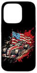 iPhone 14 Pro Vintage Auto Racing Car American Flag 4th of July, Auto Race Case