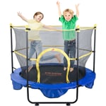 Vevor Trampoline pour Enfants 152,4 cm Mini Trampoline Exterieur Interieur pour Tout-petits avec Filet de Securite Panier de Basket et Balles Ocean