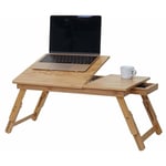 Table pour ordinateur portable/portatif HWC-B81, table pliante, trous d'évent, réglable, bambou