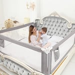 Barrière de Lit Portable Bébé - 80" Très grand Rails de lit pour tout petits pour matelas jumeaux, double, pleine grandeur Queen & King(gris, 1 côté) (Gris, 180CM)