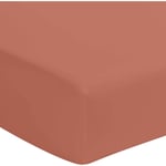 Terre De Nuit - Drap housse terracotta 100% coton bonnet 40 cm 180x200 cm