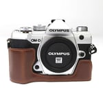 Olympus O-MD E-M5 Mark III durable leather half case - Coffee
