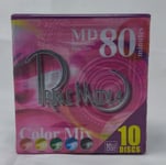 MD PRIME MEDIA 80 COLOR MIX 10 PACK BLANK MINI DISCS (10) (SEALED)