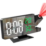 Tuserxln - Réveil à projection pour chambre à coucher, grande horloge numérique avec projecteur à 180°, 12/24H, port de charge usb, affichage de la