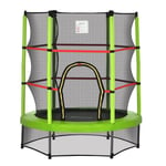 HOMCOM Kids Trampoline Mini Bouncer w/ Enclosure Net for 3-6 Years Green