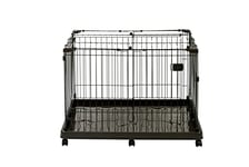 Iris Ohyama, Parc pour Chien Intérieur, Extérieur, avec Porte Verrouillable, Toit & Roulettes, H65cm, Marron, Cloture, Enclos, Cage, Chenil en Grille, pour Chat, Chiot, Lapin Rongeur, Métal, STS-600TY