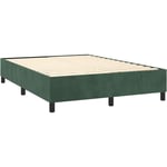 Sommier à lattes sur pieds cadre de lit 140x190 cm tissu velours vert foncé TDL0206886